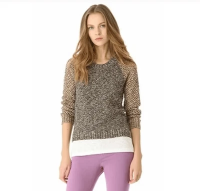 Rag & bone Lory melange boucle gray/pink cotton blend sweater size S - Image 1 of 4