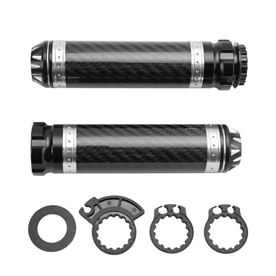 Manopole Manubrio Da 7/8"/22Mm In Carbonio Universali D'Argento Per Motociclette - Immagine 1 di 4
