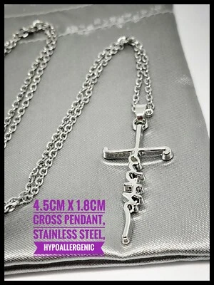 Faith Cross Pendant Necklace Set - 2 Chains +bag +cleaning cloth +Prayer Guide — 第 1/4 张图片