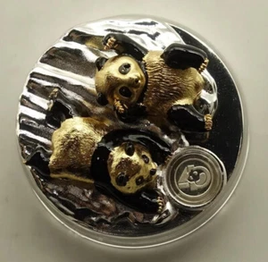 2022 Official Chinese Panda Silver Coin 3D Silvered+Gilt copper medal Ornament - Picture 1 of 7