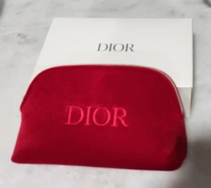 New In Box DIOR Beauty Red Velvet Cosmetic Makeup Bag PouchAuthentic