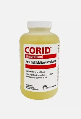 CORID 9.6% Oral Solution Coccidiostat 16 oz. For calves treatment prevention