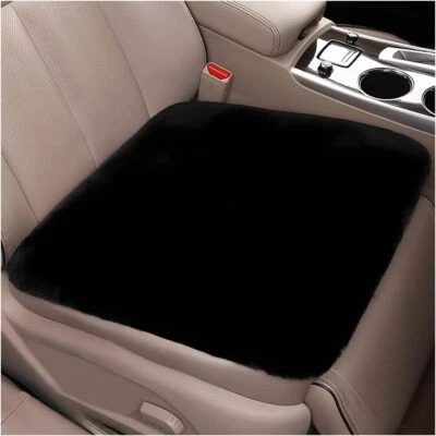 Universal Sheepskin Car Front Seat Covers Seat Cushion Pad Wool Soft Winter - Image 1 of 4