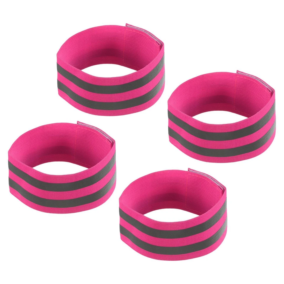 Reflectante Bandas para Brazo Muñeca Tobillo Pierna 14x2" para Correr Rosa 4pzs - Imagen 1 de 4