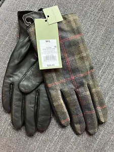 Goodfellow Mens Tech Touch Leather Gloves Brown Plaid M/L NWT - Picture 1 of 1