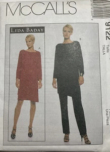 MCCALLS 9122 LIDA BADAY ASYMMETRICAL HEM DRESS TUNIC PULL ON PANTS SZS 12 14 16 - Picture 1 of 8