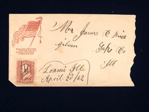 IL LOAMI 1862 GUERRA CIVIL CUBIERTA PATRIÓTICA #65 BANDERA ILUS EN ROJO - Imagen 1 de 2