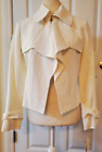 Nwt Anne Klein Womens White Linen Blend Blazer Ruffles-One Hook Sz 2 Msrp $139