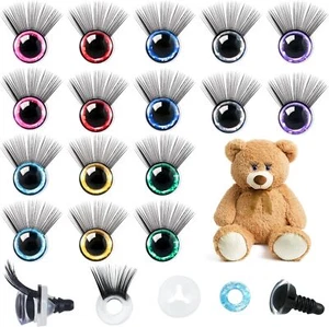 64PCS 12MM Toy Eyes with Eyelash Mix Color Safety Doll Eyes Glitter Stuffed A... - Picture 1 of 3