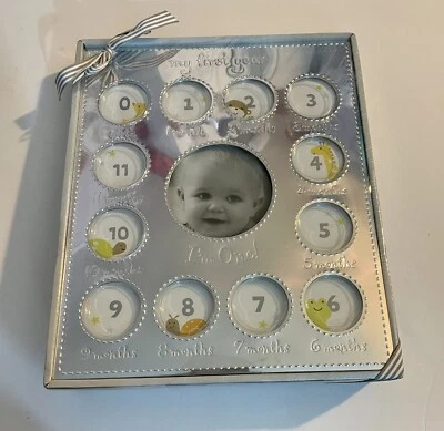New Carters "My First Year" Silver Baby Photo Collage Frame - Image 1 of 2