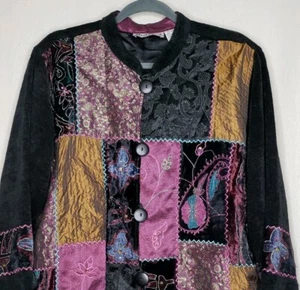Chaqueta Blazer Flashback Talla L Tapiz Retazos Terciopelo Arte Metálico Para Usar Usada en Excelente Condición - Imagen 1 de 10