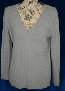 Ann Taylor Loft Woman's L Long Sleeve Gray Cable Knit Sweater - Picture 1 of 5