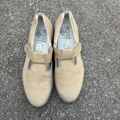 Zapatos Ecco Soft Maryjane para mujer EU 39 US 8-8.5 bronceado correa en T gamuza sin cordones cómodos Foto 1 de 4