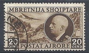 1939 ALBANIA USATO EFFIGIE POSTA AEREA 20 Q - RR9650-2 - Picture 1 of 1