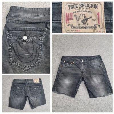 True Religion Cut Off Shorts Women's Size 32 Black Gray Ricky Low Rise  - Image 1 of 4
