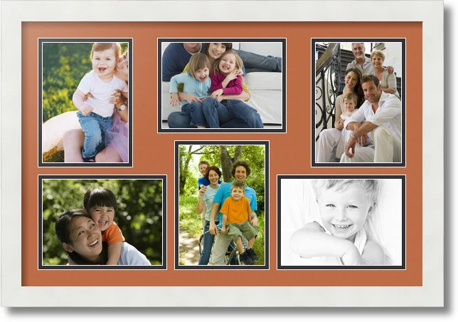 ArtToFrames Collage Mat Picture Photo Frame 6 5x7" Openings in Satin White 351 - Image 1 of 1