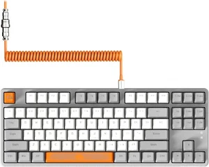 Wired Gaming Keyboard with Coiled Usb C Cable-Hot Swappable Mechanical Keyboard - Picture 1 of 15