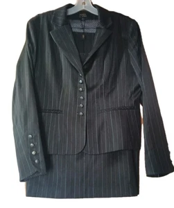 ABS by Allen Damen 2-teiliger Rock Anzug braun blau Nadelstreifen Gr. 14 neu mit Etikett! 280 $ - Bild 1 von 7