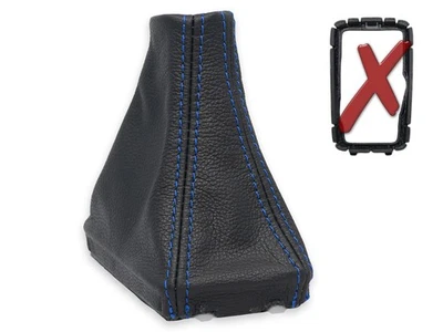 PARA VOLVO V90 II automatico FUNDA PALANCA DE CAMBIO CUERO NEGRO COSTURA AZUL - Imagen 1 de 4