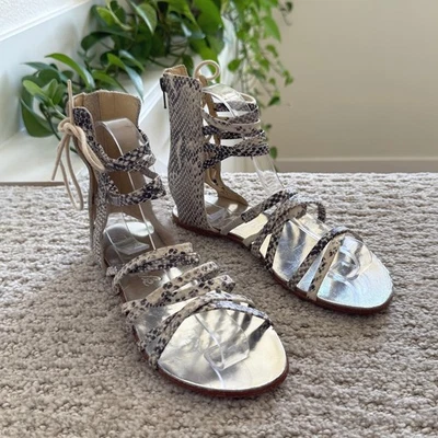 Sandalias de Gladiador Free People JULIETTE WRAP Piel de Serpiente 36 CUERO Plateadas MUJERES 6 Foto 1 de 4