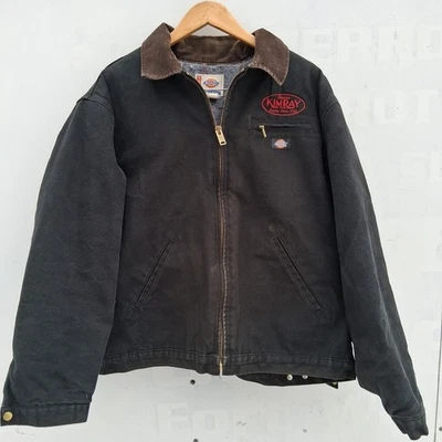 Dickies Detroit Kimray Gas patch  Black Canvas Jacket Blanket Lined S/XL Vintage - Image 1 of 4