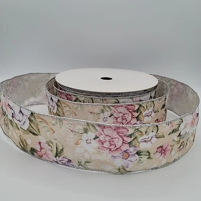 Floral Metallic Wired Ribbon RX06250-MX 2.5" X 50Y - Image 1 of 4