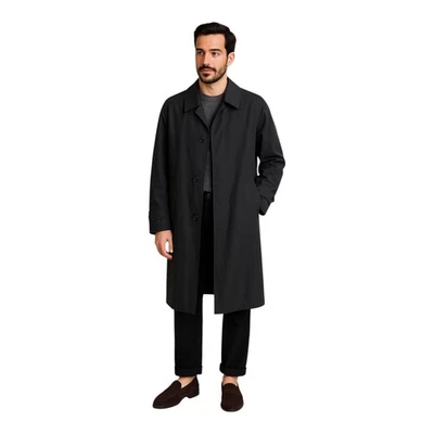 Rare Vintage Bill by Bill Blass Mens Trench Coat Wool Single Breast Zip Away 46L - Image 1 of 4