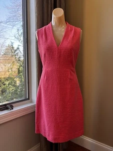 Original Kate Spade Damen-Etuikleid korallefarben strukturiert V-Ausschnitt Größe 4 - Bild 1 von 6