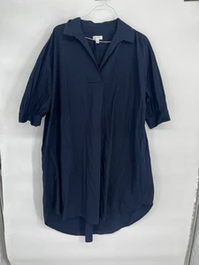 Nordstrom High-Low Poplin Blue Shirtdress Lagenlook Minimalist Womens 2X - Picture 1 of 6