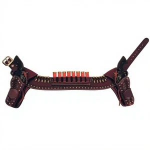 Western Gun holster Belt Old West Custom Genuine Leather Handmade Cowboy Revolve - Picture 1 of 4
