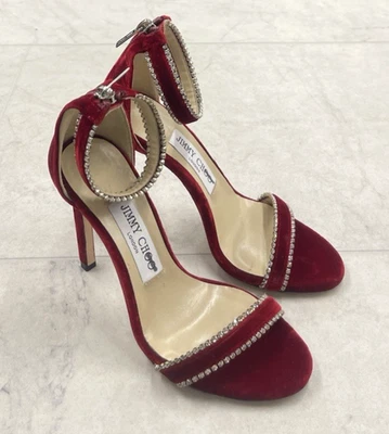 New Jimmy Choo Douchas 100 Crystal Embellished Velvet Sandal Size: 35(US 5) - Image 1 of 4