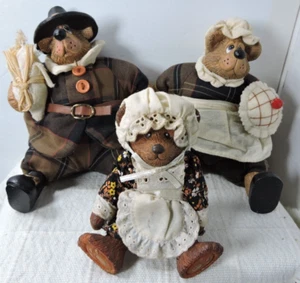 Russ set of 3 thanksgiving bears Joshua/Josette/and baby girl - Picture 1 of 10