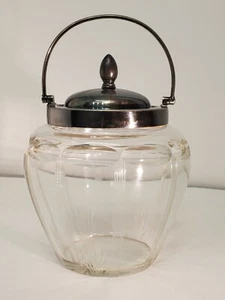 ANTIQUE WALKER & HALL SHEFFIELD PLATED SILVER CUT GLASS JAR ART DECO  ENGLISH  - Picture 1 of 10