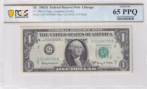 1963 A $1 FRN Chicago FR-1901 G PCGS Choice UNC 65 PPQ - Picture 1 of 2