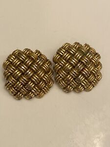 Vintage Christian Dior Weave Basket Clip Earrings