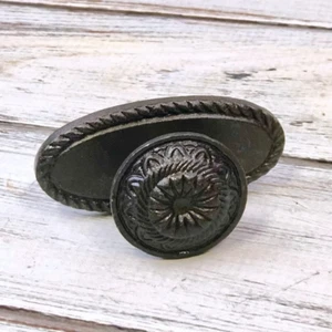 Vintage Drawer Pull Antique Pewter Iron Handle Kitchen Cabinet Dresser Door Knob - Picture 1 of 5