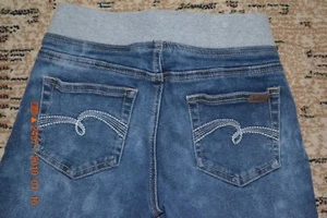JUSTICE GIRLS ELASTIC DRAWSTRING WAIST SIMPLY LOW JEANS, SIZE 10 1/2 DISTRESSED - Picture 1 of 5