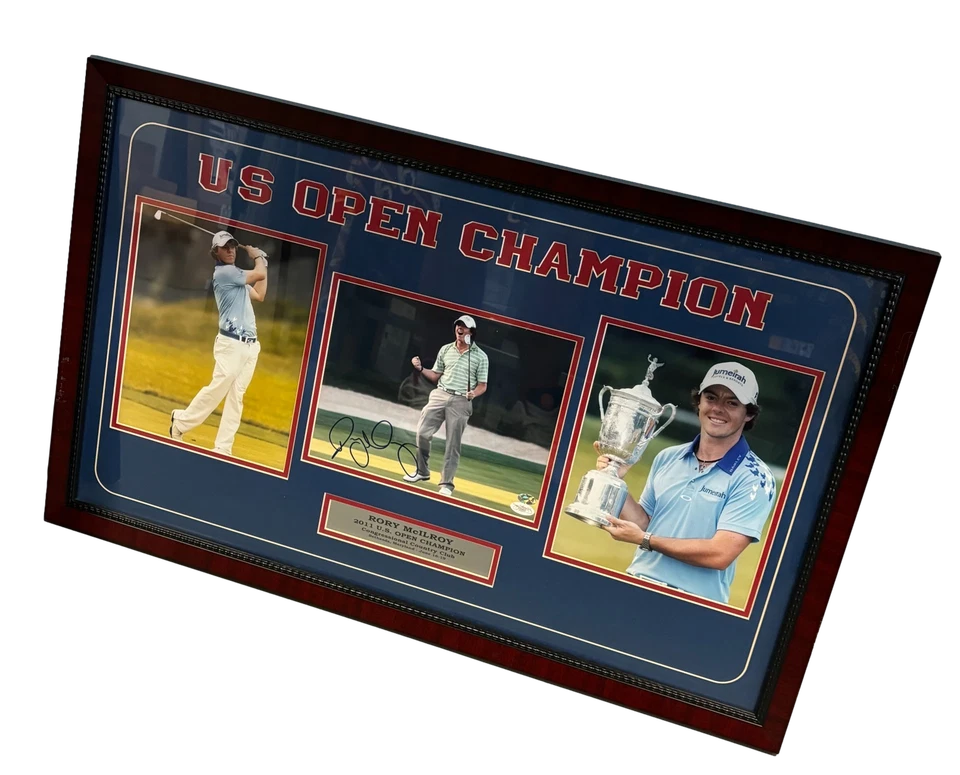 Фотоколлаж с автографом и рамкой Рори Макилроя US Open — сертификат подлинности JSA - Изображение 1 из 1