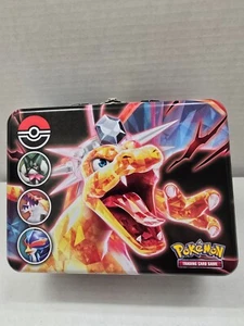 Pokémon Charizard Empty Storage Tin Chest TCG Inc Stickers and Small Card Folder - Picture 1 of 13
