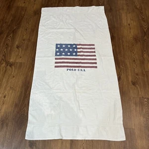 Polo Ralph Lauren American Flag White Beach Towel Cotton Terry - Picture 1 of 7
