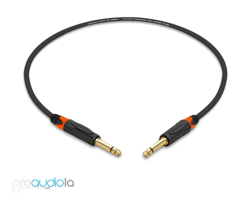Cable de Instrumento Mogami 2524 | Neutrik Gold 1/4" TS | Botas Naranja | 6 Pulgadas Foto 1 de 1