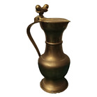 Vintage 9" French Small Brass Pitcher Jug With Acorn Finial On Lid
