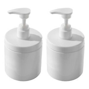2Pc Plastic Pump Bottles 500ml Dispenser Wide Mouth Refillable Bottles Hand Soap