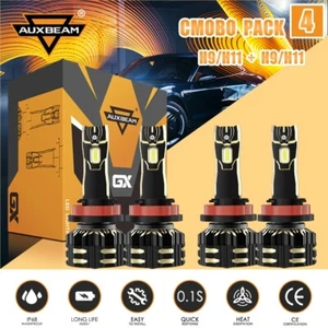 AUXBEAM H9 H11 H8 LED Headlights High Low Beam CANBUS 120W 25000LM Xenon White - Picture 1 of 12