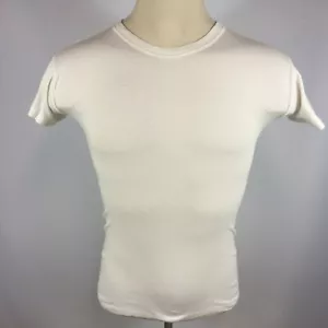 Vintage 50s 60s Pennleigh Ribbed Pima Cotton Blank Plain White Surf T Shirt Gran - Picture 1 of 6