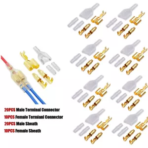 10 Set 1 Female 2 Male 4.0 Bullet Crimps Terminal Car Electrical Wire Connectors - Picture 1 of 13