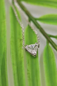 GIA Natural Diamond By The Yard 0.99 Carat Trilliant Cut Pendant 14k White Gold - Picture 1 of 5