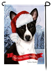 Dear Santa, Define Naughty Garden Flag - Black and White Basenji 009 - Picture 1 of 1