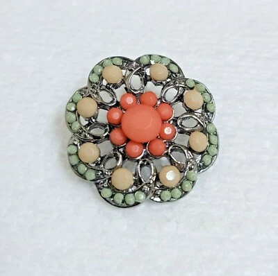 JHB Beaded Flower Button 25mm Metal Shank Faceted Shirt Fashion Vtg Sewing Craft - Image 1 of 4