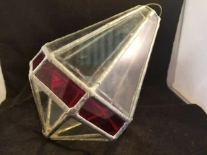 vintage hanging diamond shaped Stained Glass & Metal globe - Picture 1 of 6